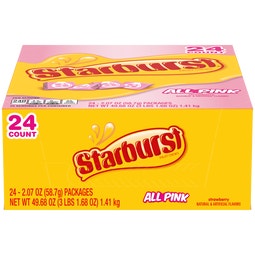 STARBURST AllPink Fruit Chews Candy, Single, 2.07 oz (Pack of 24) image
