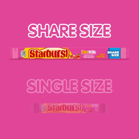 STARBURST Fave Reds Fruit Chews Candy Bag, 3.45 oz (Pack of 24)