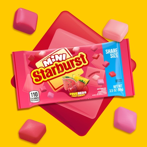 STARBURST Fave Reds Mini Fruit Chews Candy, Share Size, 3.5 oz