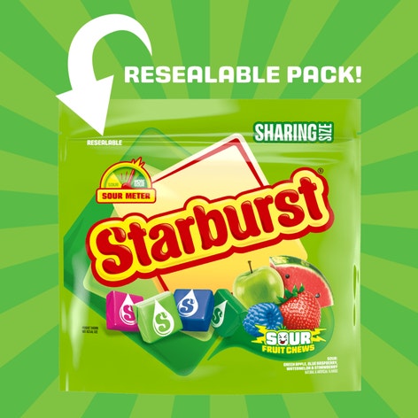 STARBURST SOUR SHARING SIZE STAND UP POUCH 15.6 OUNCES EACH