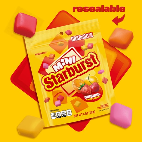 STARBURST Original Mini Fruit Chews Candy, Grab n Go, 8 oz