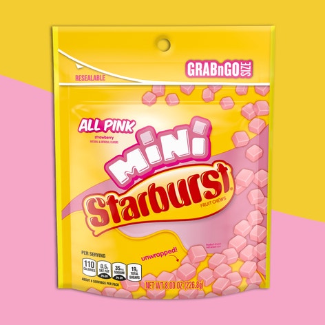 STARBURST AllPink Mini Fruit Chews Candy, Grab n Go, 8 oz