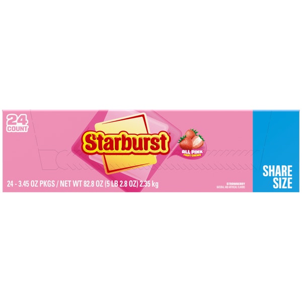 STARBURST AllPink Fruit Chews Candy Share Size, 3.45 oz (Pack of 24)