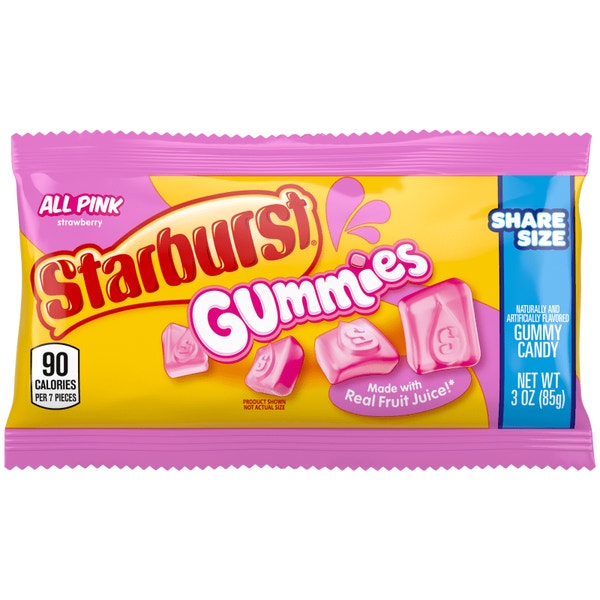 STARBURST AllPink Gummies Candy, Share Size, 3 oz