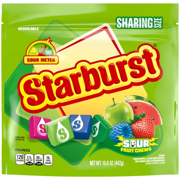 STARBURST SOUR SHARING SIZE STAND UP POUCH 15.6 OUNCES EACH