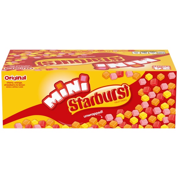 STARBURST Original Mini Fruit Chews Candy, Single, 1.85 oz (Pack of 24)
