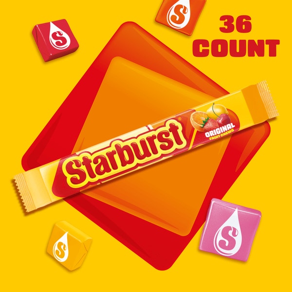 STARBURST Original Fruit Chews Candy, Single, 2.07 oz (Pack of 36)