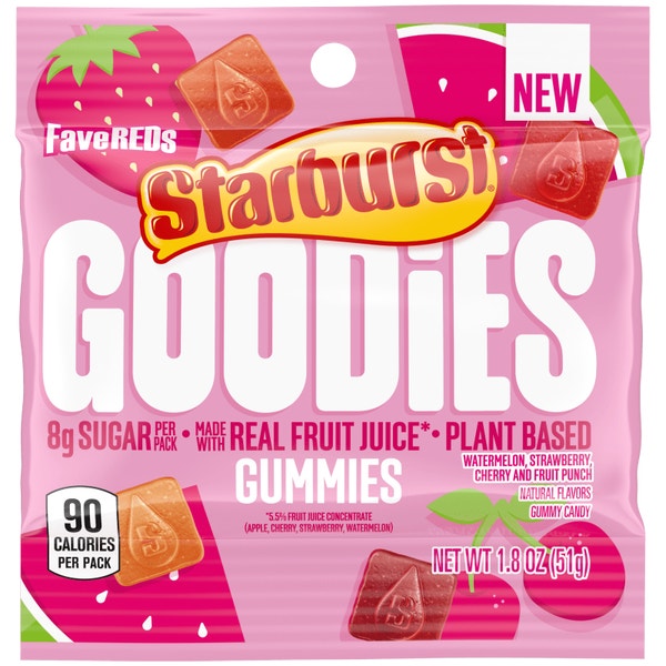 STARBURST GOODIES GUMMIES FAVE RED PEG PACK 1.8 OUNCES EACH