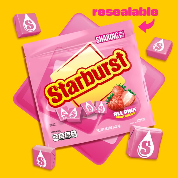 STARBURST AllPink Fruit Chews Candy, Stand Up Pouch, 15.6 oz