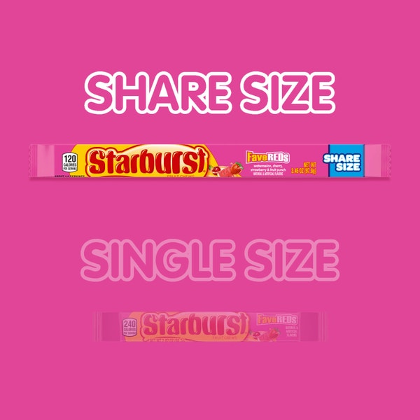 STARBURST Fave Reds Fruit Chews Candy Bag, 3.45 oz (Pack of 24)