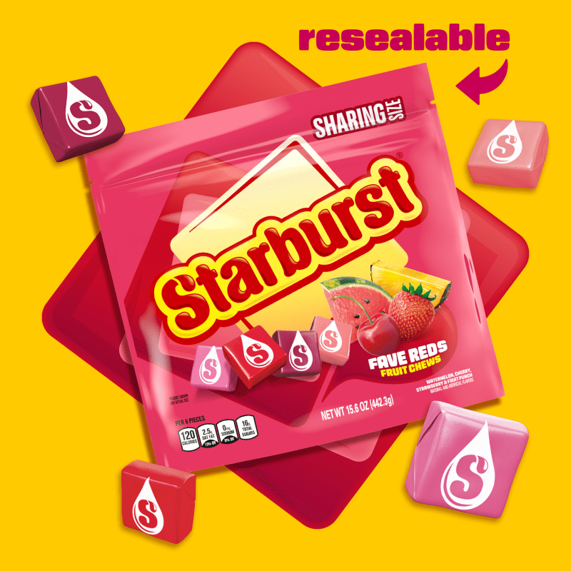 STARBURST Fave Reds Fruit Chews Candy, Sharing Size, 15.6 oz