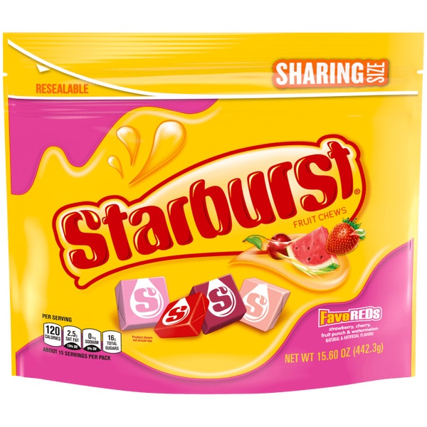 STARBURST Fave Reds Fruit Chews Candy, Sharing Size, 15.6 oz