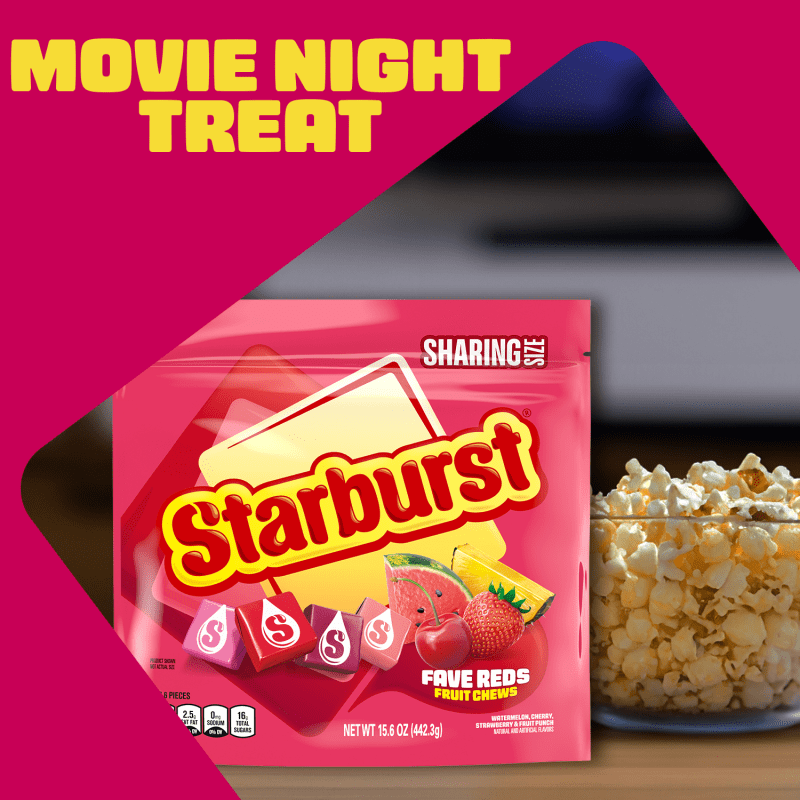 STARBURST Fave Reds Fruit Chews Candy, Sharing Size, 15.6 oz