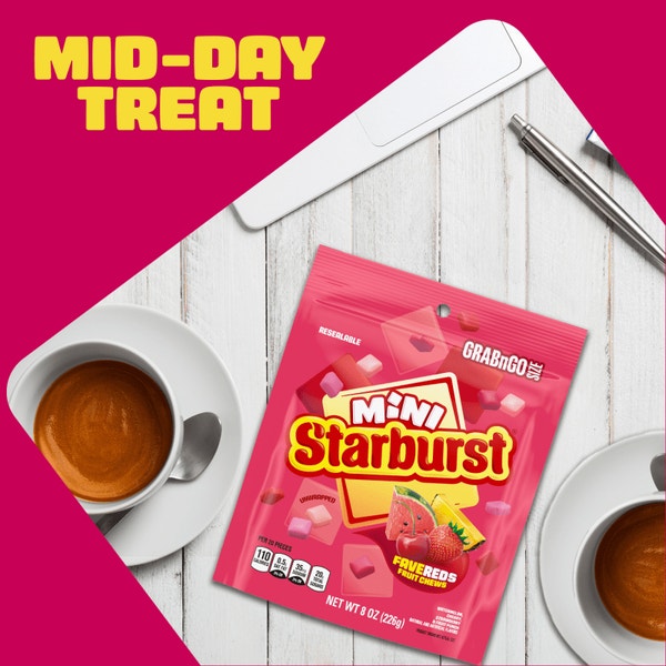 STARBURST Fave Reds Mini Fruit Chews Candy, Grab n Go, 8 oz
