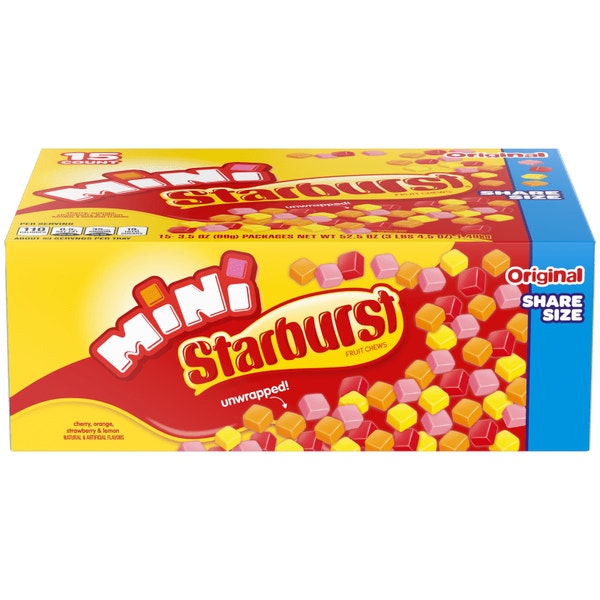 STARBURST Original Mini Fruit Chews Candy, Share Size, 3.5 oz (Pack of 15)