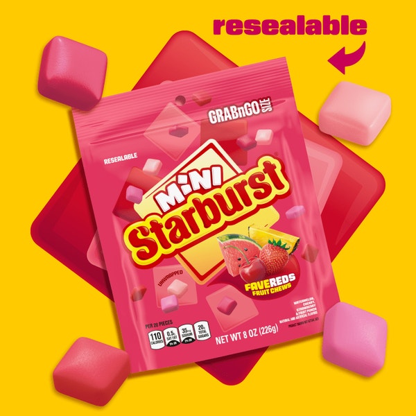 STARBURST Fave Reds Mini Fruit Chews Candy, Grab n Go, 8 oz
