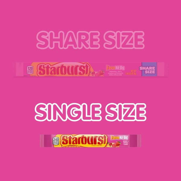 STARBURST Fave Reds Fruit Chews Candy, Single, 2.07 oz (Pack of 24)