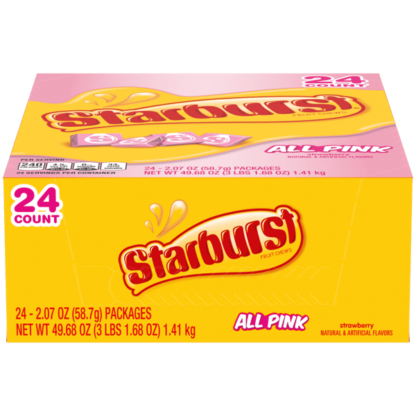 STARBURST AllPink Fruit Chews Candy Pack, 2.07 oz (Pack of 24)