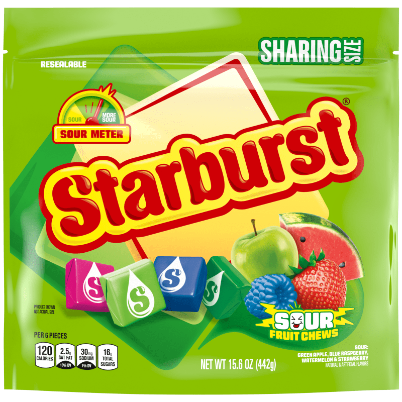 STARBURST SOUR SHARING SIZE STAND UP POUCH 15.6 OUNCES EACH
