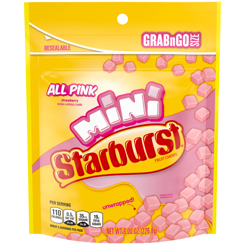 STARBURST AllPink Mini Fruit Chews Candy, Grab n Go, 8 oz | Starburst